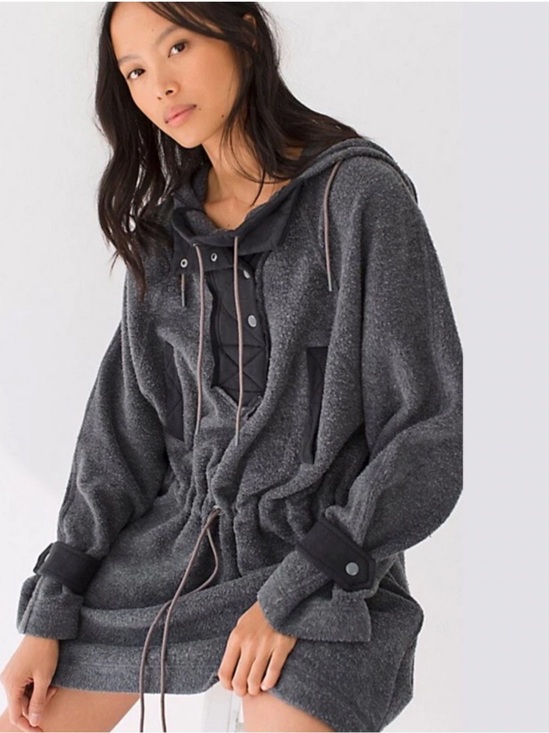We The Free Tops - Free People Sadie Surplus Pullover Hoodie XS Charcoal Gray Fleece Tunic